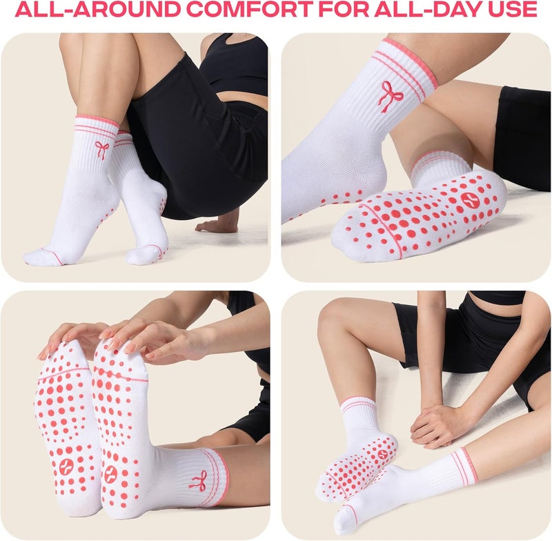 CoolMate Store Pilates Socks with Grips for Women, Yoga Socks, Crew Non Slip Women for Barre, Pilates Gifts - Image 5